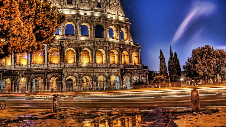 Colosseum, Rome, Italy, Ruins, Hdr, HD wallpaper