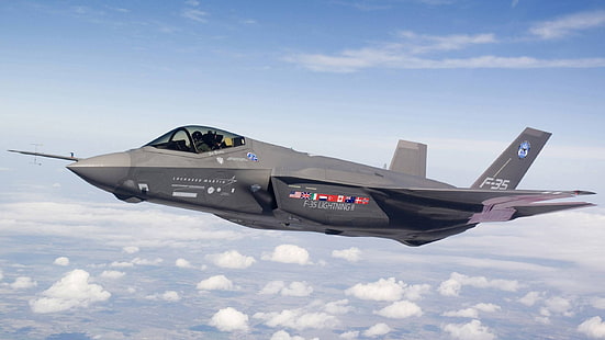 เครื่องบินเจ็ทสีดำและสีเทากองทัพ F-35 Lightning II เครื่องบินทหารเครื่องบินทหารเครื่องบิน, วอลล์เปเปอร์ HD HD wallpaper