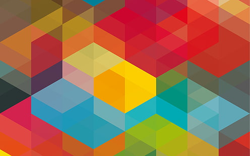 papier peint numérique cube jaune et multicolore, abstrait, coloré, art numérique, Fond d'écran HD HD wallpaper