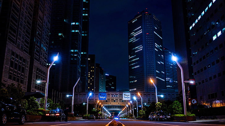 المدينة أثناء الليل ، التصوير الفوتوغرافي ، الأضواء ، طوكيو ، الليل ، اليابان، خلفية HD