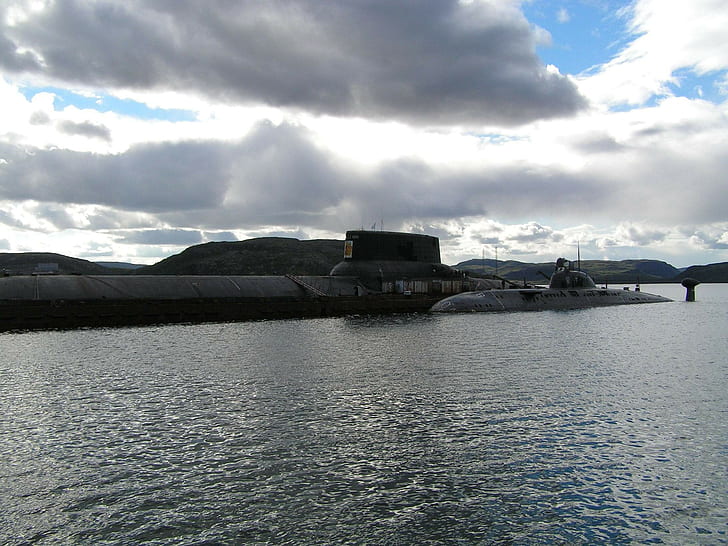 łódź podwodna, Proj. 941 Akula klasa SSBN, SSBN Typhoon, rosyjska marynarka wojenna, pojazd wojskowy, Tapety HD