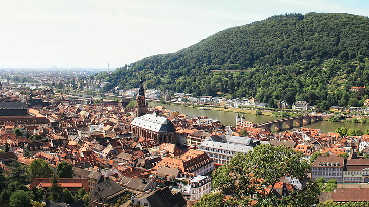 miasto, fotografia, dom, Niemcy, góra, Heidelberg, Tapety HD