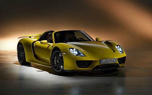 Porsche 918, Spyder, Porsche, amarelo, vista lateral, Porsche 918, Spyder, Porsche, amarelo, vista lateral, HD papel de parede HD wallpaper