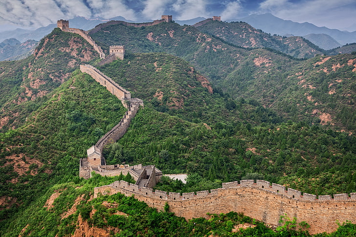 Великата китайска стена, Китай, пейзаж, планини, природа, Китай, Великата китайска стена, Великата стена, HD тапет
