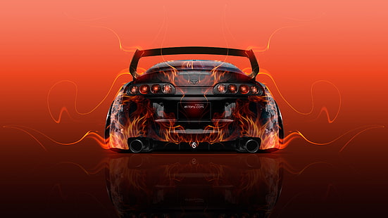 Zurück, Auto, Feuer, JDM, Super, Supra, Toyota, Tuning, HD-Hintergrundbild HD wallpaper