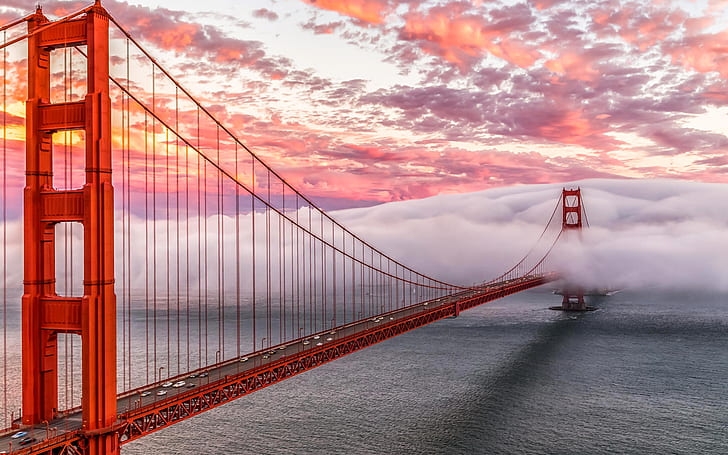 جسر البوابة الذهبية في سان فرانسيسكو ، البوابة الذهبية ، الجسر ، سان فرانسيسكو، خلفية HD