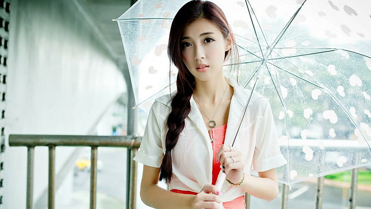 Kila Jingjing Liu Ting Ling, ombrello bianco trasparente, bella foto HD, kila jingjing liu ting ling, ombrello bianco trasparente, bella foto hd, Sfondo HD