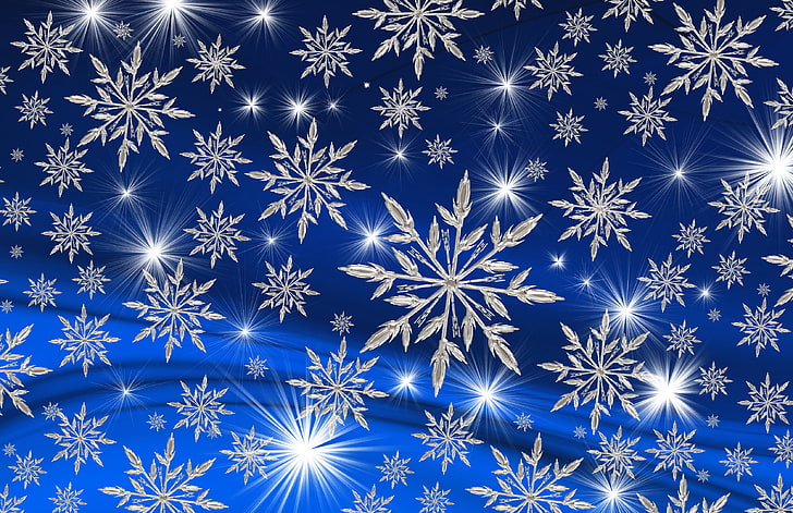 silberne Schneeflocken Wallpaper, Schneeflocken, Kunst, Weihnachten, Neujahr, Winter, HD-Hintergrundbild
