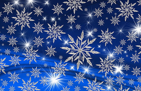 silver snowflakes wallpaper, snowflakes, art, christmas, new year, winter, HD wallpaper HD wallpaper