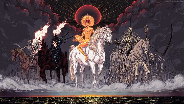 Four Horsemen of the Apocalypse, war, death, famine, Pestilence, HD wallpaper
