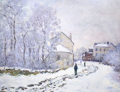 Bild, die Stadtlandschaft, Claude Monet, Schnee in Argenteuil, HD-Hintergrundbild HD wallpaper