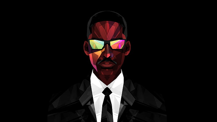 Will Smith digital wallpaper, the film, glasses, costume, actor, Will Smith, black background, Men  in  black, agent J, Men in black, HD wallpaper