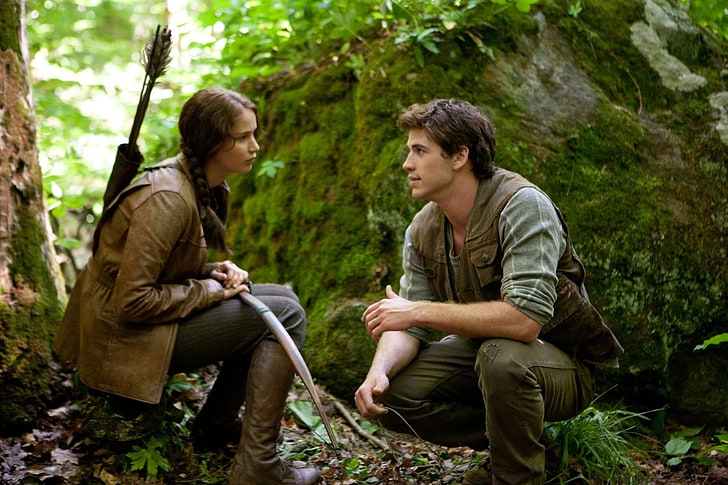 Igrzyska Śmierci, Gale Hawthorne, Jennifer Lawrence, Katniss Everdeen, Liam Hemsworth, Tapety HD