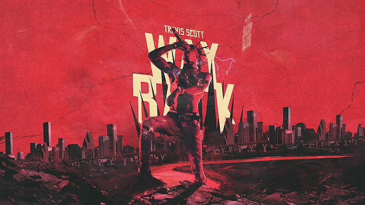 Way Back-affisch, Travi $ Scott, konstverk, musiker, Rap Monster, Rapper, HD tapet