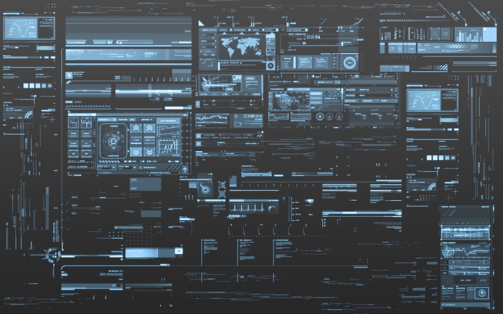 التوضيح رموز الأسود والأزرق والتكنولوجيا، خلفية HD