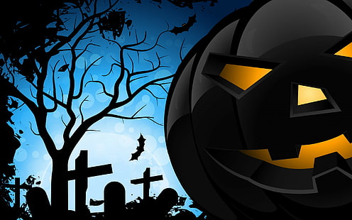 Halloween, pauroso, inquietante, pipistrelli, zucche malvagie, halloween, Sfondo HD HD wallpaper