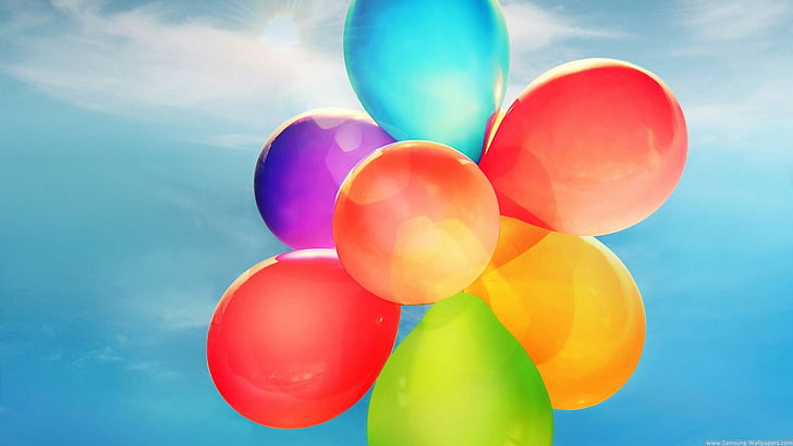 многоцветен балон парти, балон, цветен, HD тапет