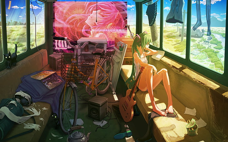 room, anime girls, Vocaloid, Hatsune Miku, HD wallpaper