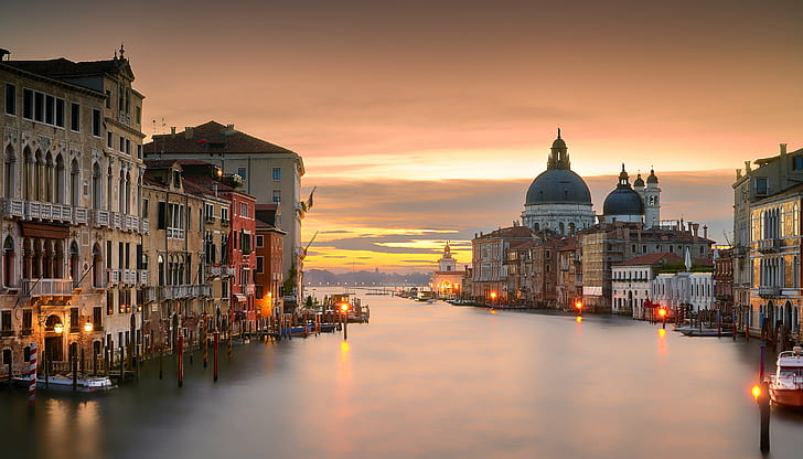 ヴェネツィア、大運河モール、ベニス、ヴェネツィア、日の出、大運河、モール、 HDデスクトップの壁紙