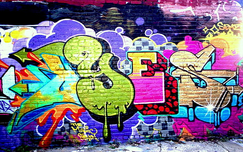 art, briques, couleur, graffiti, peinture, urbain, mur, Fond d'écran HD HD wallpaper