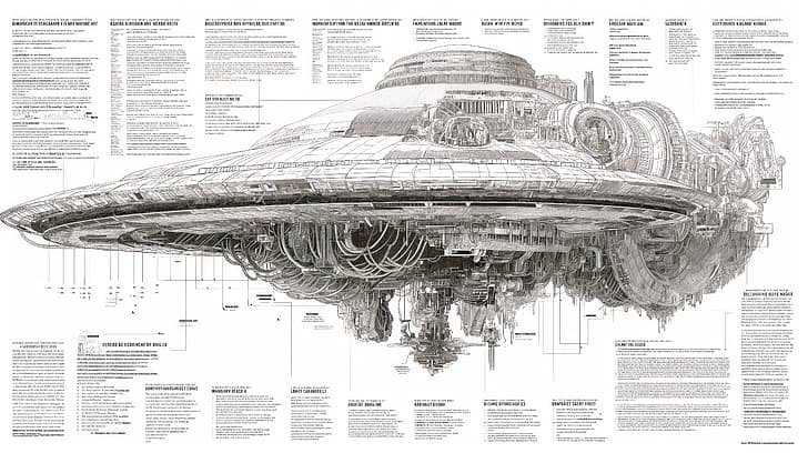spaceship, diagrams, HD wallpaper