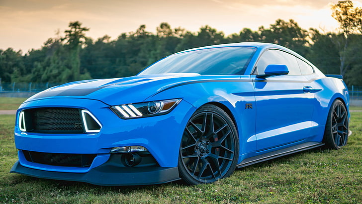 blue and black BMW car, Ford Mustang, 2015 Ford Mustang RTR, car, HD wallpaper