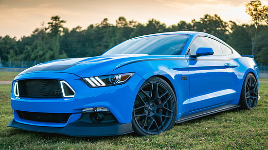 синий и черный автомобиль бмв, форд мустанг, 2015 Ford Mustang RTR, автомобиль, HD обои HD wallpaper