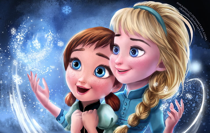 Disney Frozen illustration, Movie, Frozen, Anna (Frozen), Elsa (Frozen), Frozen (Movie), HD wallpaper