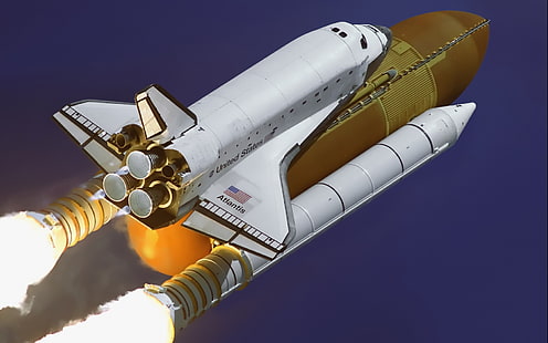 weiße Nasa Raumschiff digitale Wallpaper, Fahrzeug, NASA, Space Shuttle Atlantis, HD-Hintergrundbild HD wallpaper