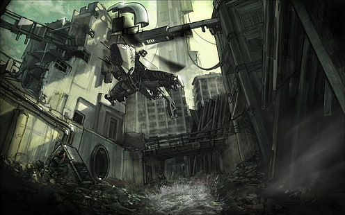 Half-Life 2, Hubschrauber, Stadt 17, Zitadelle, Rebellen, Kanal, Ventil, Half-Life, HD-Hintergrundbild HD wallpaper