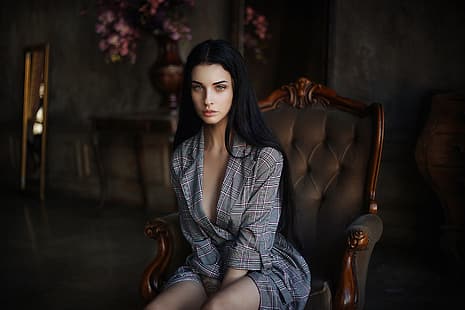 ดู หญิงสาว ภาพเหมือน เก้าอี้ สีน้ำตาล Alla Berger Dmitry Arhar, วอลล์เปเปอร์ HD HD wallpaper