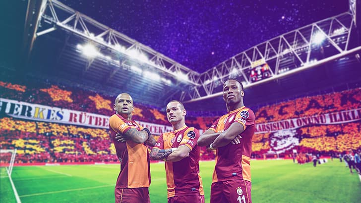 Wesley Sneijder, Didier Drogba, Felipe Melo, Galatasaray S.K., HD papel de parede
