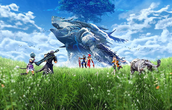 Gra wideo, Xenoblade Chronicles 2, Dromarch (Xenoblade Chronicles 2), Nia (Xenoblade Chronicles 2), Pandoria (Xenoblade Chronicles 2), Pyra (Xenoblade Chronicles), Rex (Xenoblade Chronicles 2), Zeke (Xenoblade Chronicles 2), Tapety HD