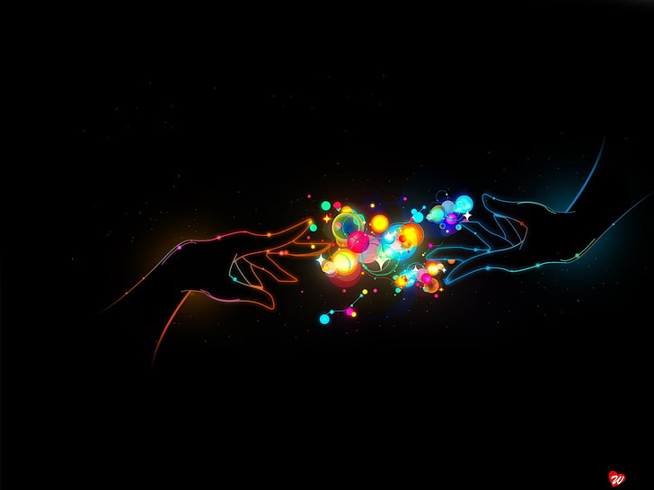 two person's hands holding colored lights wallpaper, hands, each other, the meeting, HD wallpaper