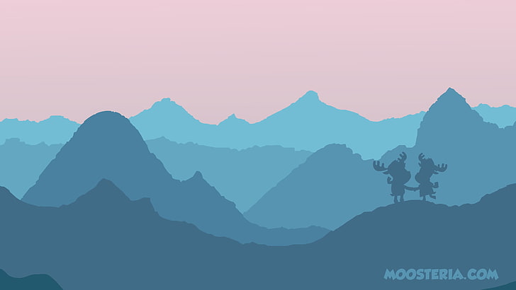 mountains, moose, moosteria, love, heart, HD wallpaper