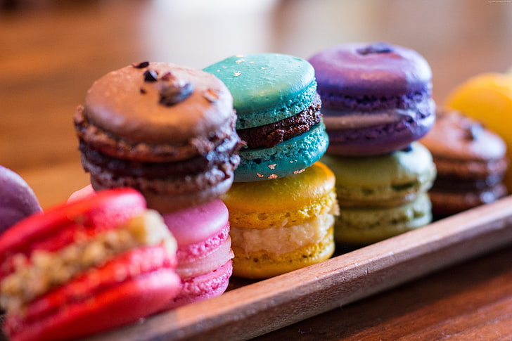 French pastries, colorful, macaroon, cookies, HD wallpaper