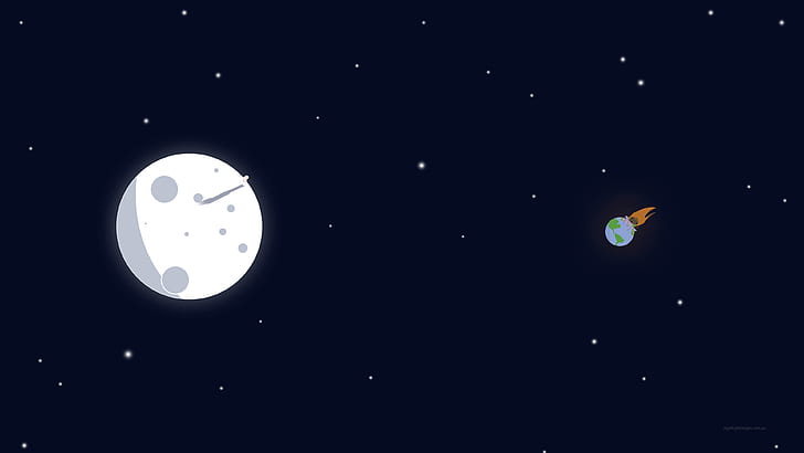 Space Moon And Earth Minimalism Art, HD tapet