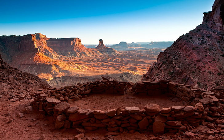 Earth, Desert, America, Canyon, Canyonlands National Park, Circle, False Kiva, National Park, Stone, USA, Utah, HD wallpaper