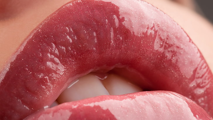 bibir, bibir berair, wanita, closeup, gigi, Wallpaper HD