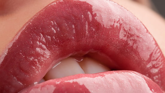 labbra, labbra succose, donne, primo piano, denti, Sfondo HD HD wallpaper