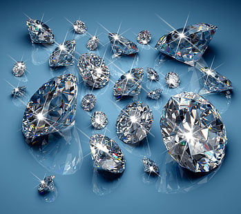 banyak kristal yang jelas, berlian, cahaya, cemerlang, berkilau, berkilau, jem, Wallpaper HD HD wallpaper