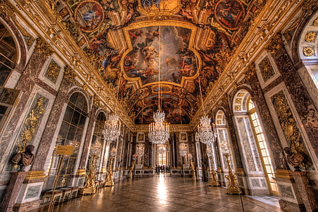 сграда, замък, дизайн, Франция, френски, дворец, стая, Версай, HD тапет HD wallpaper