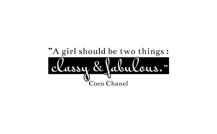 Coco Chanel HD Wallpaper, Artístico, Tipografía, Chica, Mujer, Cita, Fabuloso, cocochanel, chanel, con clase, Fondo de pantalla HD