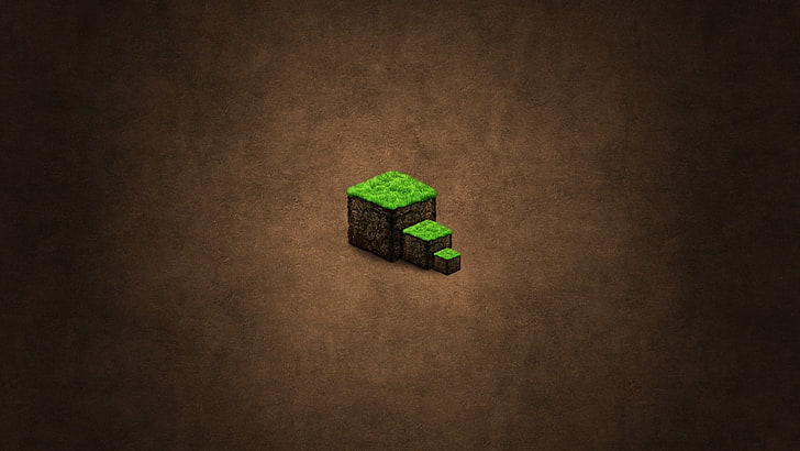 three green cubes illustration, Minecraft, video games, HD wallpaper