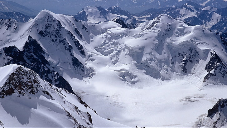 雪に覆われた山、自然、風景、山、雪、 HDデスクトップの壁紙