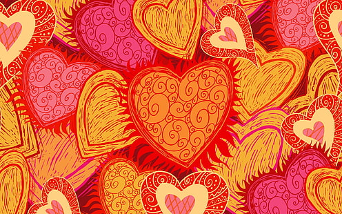 Amor vermelho coração fundo, vermelho, amor, coração, plano de fundo, HD papel de parede HD wallpaper