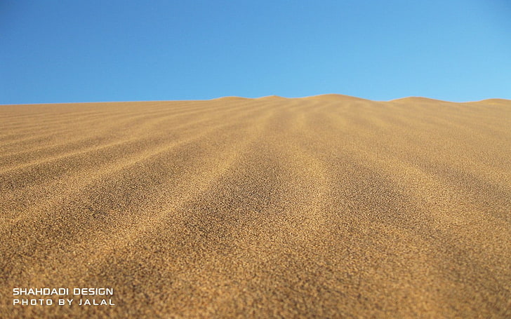 пустиня, пясък, циан, небе, HD тапет