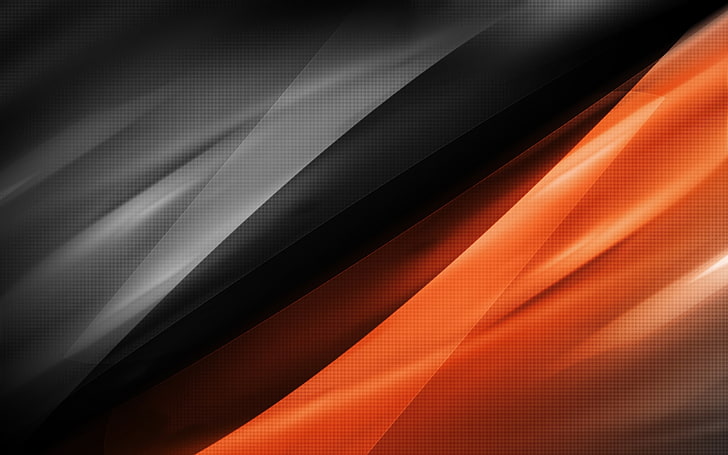 Abstrak Seni klip yang gelap, oranye, hitam, dan abu-abu, Abstrak, Wallpaper HD