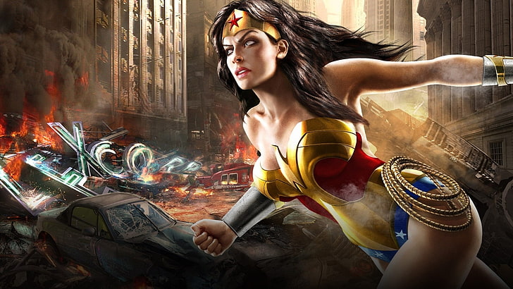 Wonder Woman цифровые обои, DC Comics, Wonder Woman, видеоигры, супергерои, произведение искусства, HD обои
