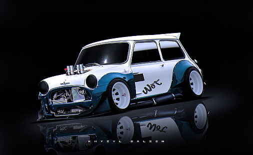 coche, ilustraciones, Mini Cooper, Khyzyl Saleem, Mini, render, Fondo de pantalla HD HD wallpaper